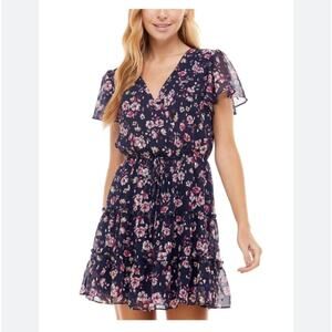 NWT City Studio Tiered Floral Print Mini Dress Size Large